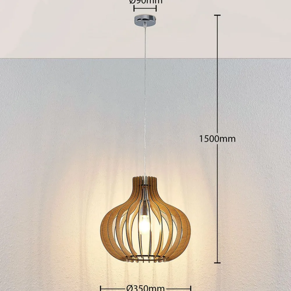 Lindby Pendellamper|Pendellamper > pendellampe Sina, Ø 35 cm, træ, E27