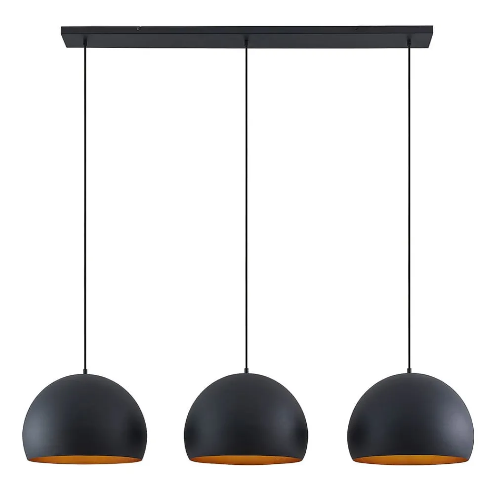 Pendellamper|Pendellamper ^ Lindby pendellampe Tarjei, 146 cm lang, sort/guld, metal
