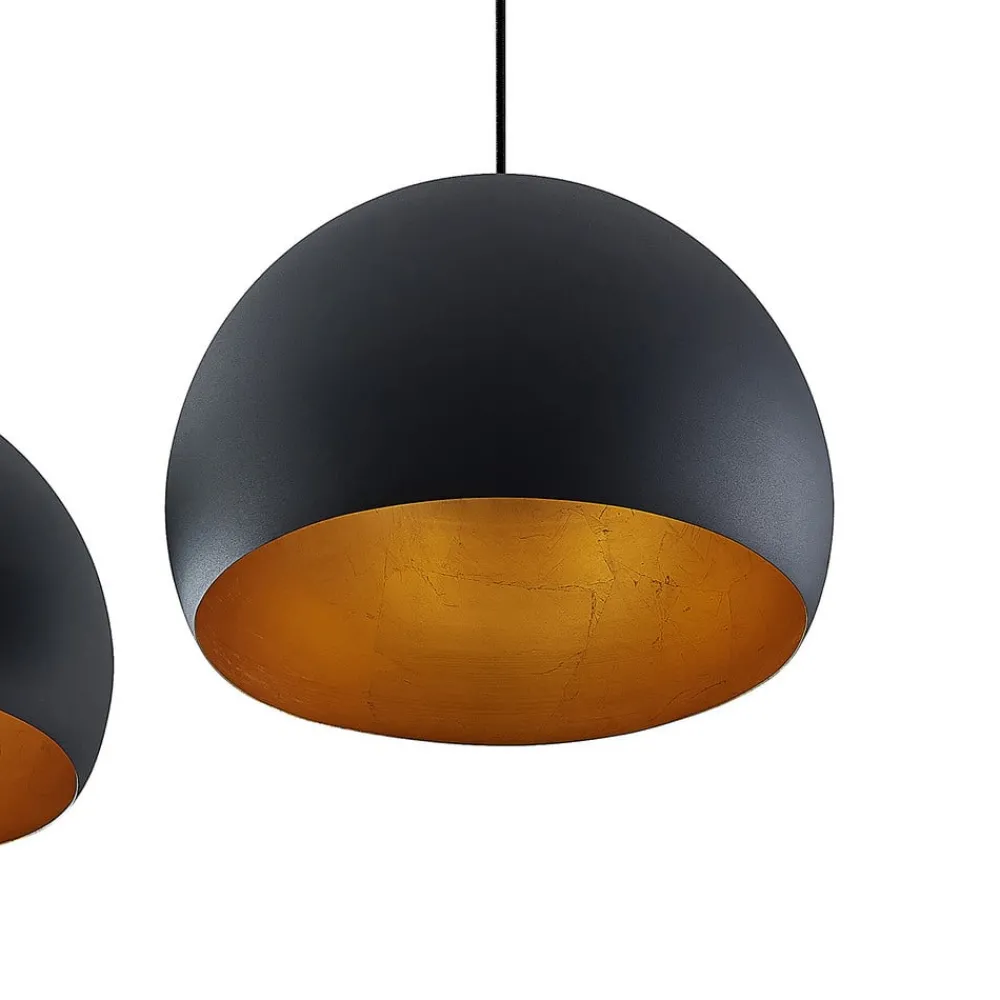 Pendellamper|Pendellamper ^ Lindby pendellampe Tarjei, 146 cm lang, sort/guld, metal