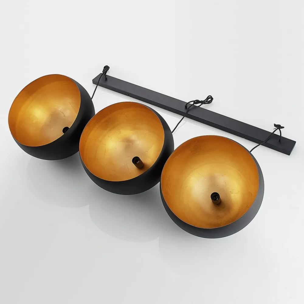 Pendellamper|Pendellamper ^ Lindby pendellampe Tarjei, 146 cm lang, sort/guld, metal