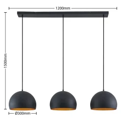 Lindby Pendellamper|Pendellamper > pendellampe Tarjei, længde 120 cm, sort/guld, metal