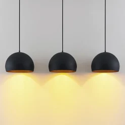 Lindby Pendellamper|Pendellamper > pendellampe Tarjei, længde 120 cm, sort/guld, metal