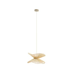Pendellamper ^ Lindby pendellampe Valdorin, beige, papir, Ø 40 cm, E27