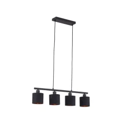 Lindby Pendellamper > pendellampe Vasilia, 75 cm, sort/guld, stof