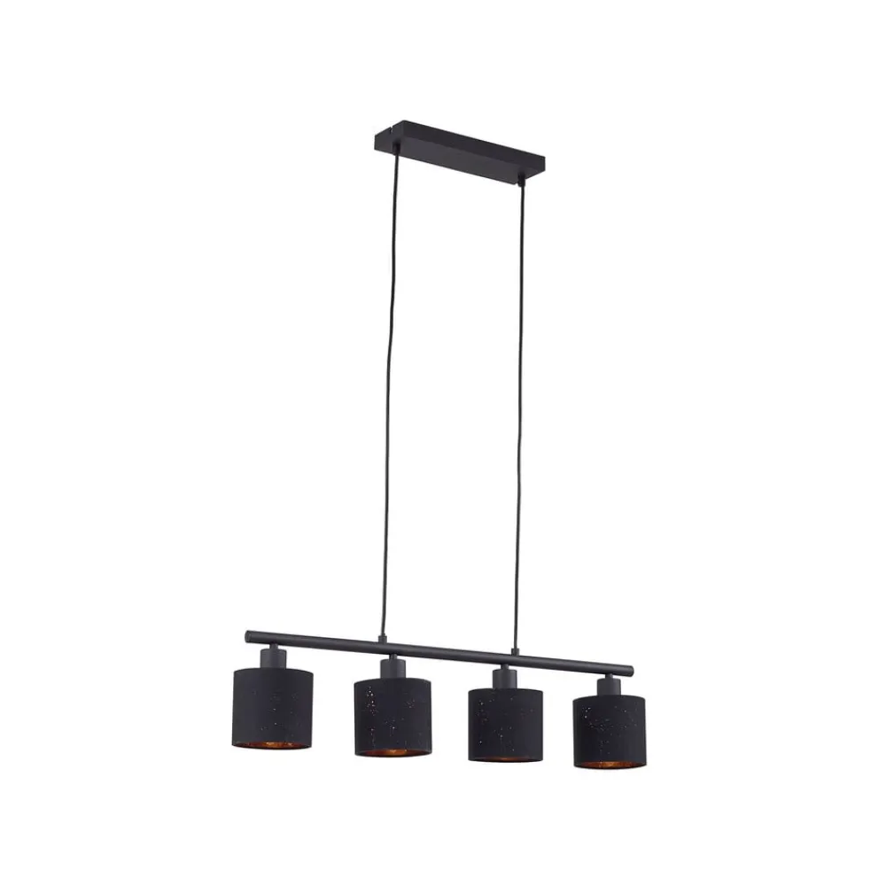 Lindby Pendellamper > pendellampe Vasilia, 75 cm, sort/guld, stof