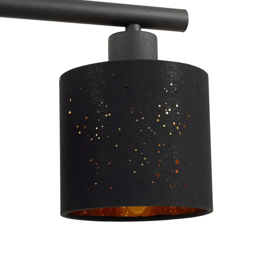 Lindby Pendellamper > pendellampe Vasilia, 75 cm, sort/guld, stof