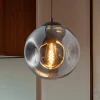 Lindby Pendellamper > pendel Valentina, E27, Ø 25 cm, røgfarvet grå, glas