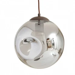 Lindby Pendellamper > pendel Valentina, E27, Ø 25 cm, røgfarvet grå, glas
