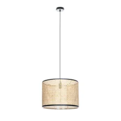 Lindby Pendellamper > -pendel Yaelle, Ø 40 cm, rattan, sort, E27