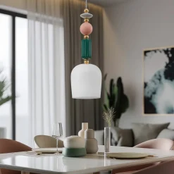Lindby Pendellamper > -pendel Ysoria, grå/pink/grøn, keramik, Ø 16 cm