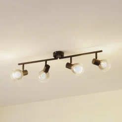 Gang|Loftlamper ^ Lindby Pendura loftlampe, 4 lyskilder, sort, glas