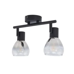 Lindby Spotlights > Pendura loftlampe, 2 lyskilder, sort, glas
