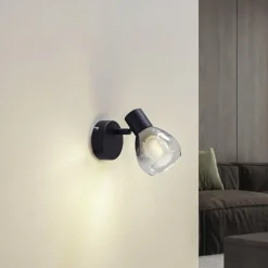 Lindby Væglamper > Pendura væglampe, Ø 9 cm, sort, glas