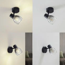 Lindby Væglamper > Pendura væglampe, Ø 9 cm, sort, glas