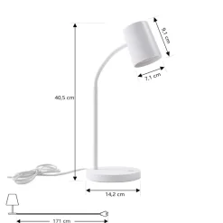 Lindby Bordlamper > Radka bordlampe, hvid, plast, GU10, fleksibel arm