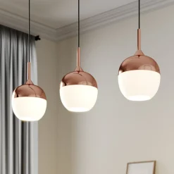Lindby Pendellamper|Pendellamper > Rangina pendellampe, 100 cm, kobber, 3 lyskilder, glas