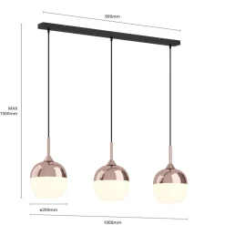 Lindby Pendellamper|Pendellamper > Rangina pendellampe, 100 cm, kobber, 3 lyskilder, glas