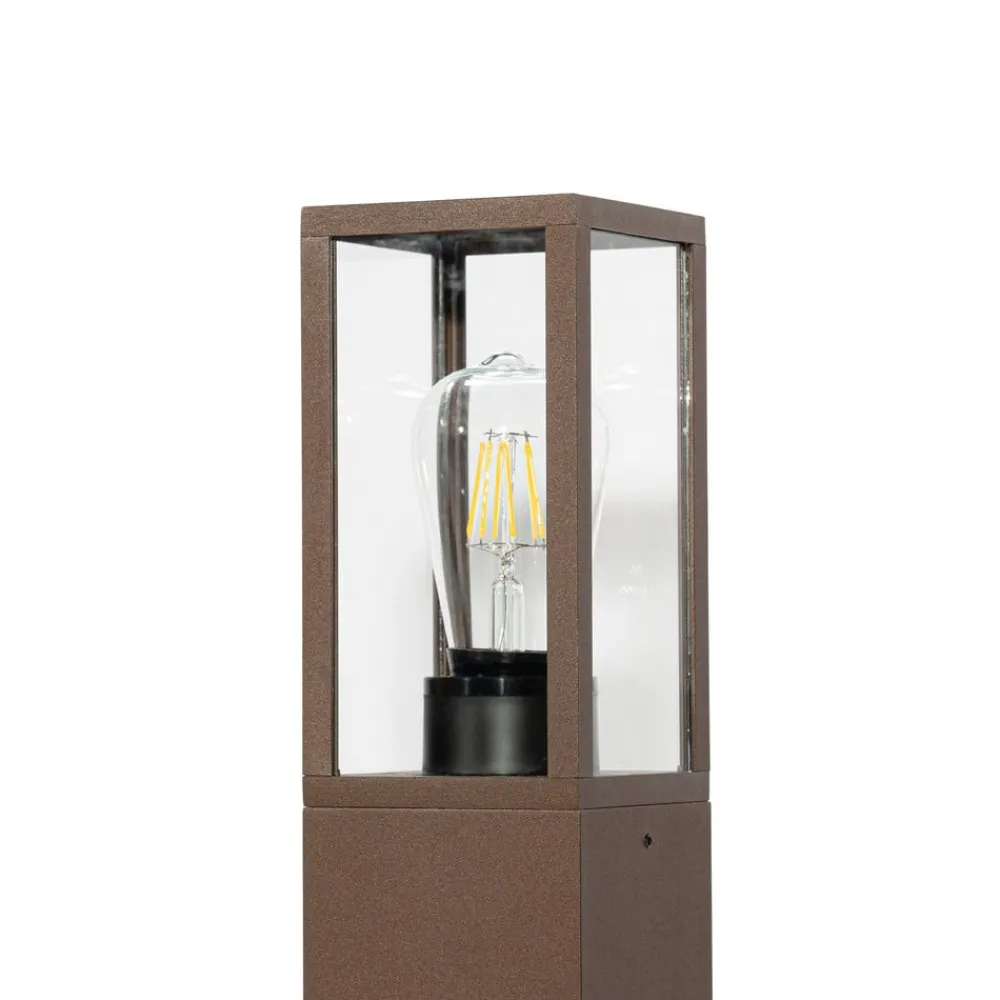 Sokkellamper ^ Lindby Robigus sokkellampe, rustfarvet, aluminium