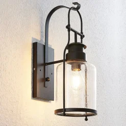 Væglamper|Væglamper ^ Lindby Rozalie væglampe, sort, metal, lygte, 44cm
