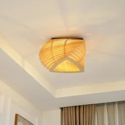 Loftlamper|Loftlamper ^ Lindby Sanza loftlampe, 50 cm, træ, buet