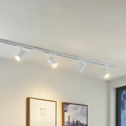 Lindby Gang|Skinnesystem > skinnesystem Linaro, GU10, 4 lyskilder, hvid, Ø 6 cm