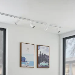 Lindby Gang|Skinnesystem > skinnesystem Linaro, GU10, 4 lyskilder, hvid, Ø 6 cm