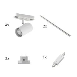 Lindby Gang|Skinnesystem > skinnesystem Linaro, GU10, 4 lyskilder, hvid, Ø 6 cm