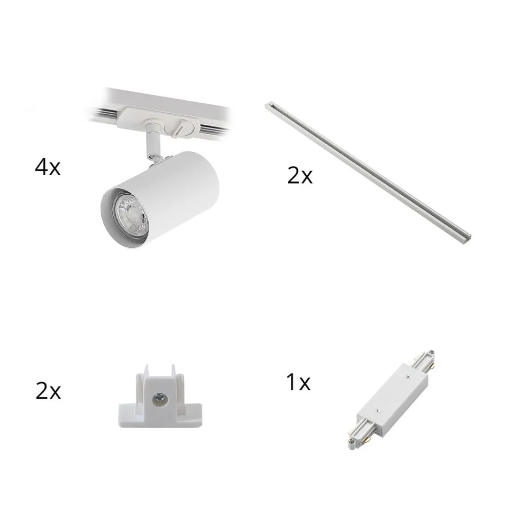 Lindby Gang|Skinnesystem > skinnesystem Linaro, GU10, 4 lyskilder, hvid, Ø 6 cm