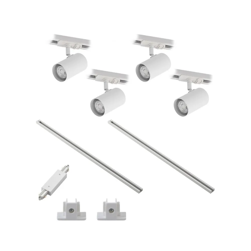 Lindby Gang|Skinnesystem > skinnesystem Linaro, GU10, 4 lyskilder, hvid, Ø 6 cm