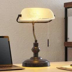 Arbejdsrum/Kontor|Bordlamper ^ Lindby skrivebordslampe Profina, 39 cm, rustbrun, stål