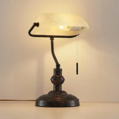 Arbejdsrum/Kontor|Bordlamper ^ Lindby skrivebordslampe Profina, 39 cm, rustbrun, stål