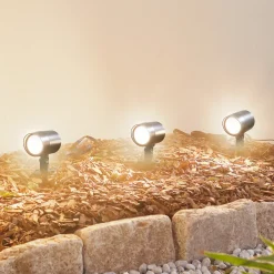 Terrassebelysning|Udendørs Spot ^ Lindby Smart LED jordspydsspot Nycta, RGB, Tuya, sæt med 3 stk