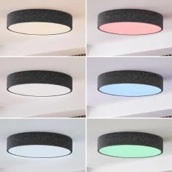 Gang|Loftlamper ^ Lindby Smart LED-loftlampe Elmor Ø 45 cm grå RGB CCT