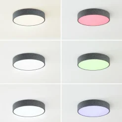 Gang|Loftlamper ^ Lindby Smart LED-loftlampe Elmor Ø 45 cm grå RGB CCT