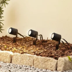 Lindby Udendørs Spot > Smart LED udendørsspot Nymo, CCT, RGB, Tuya, sæt med 3 stk