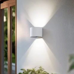 Lindby Terrassebelysning|Væglamper > Smart LED udendørs væglampe Dara hvid rund CCT RGB Tuya