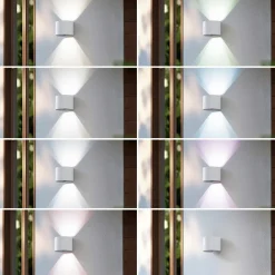 Lindby Terrassebelysning|Væglamper > Smart LED udendørs væglampe Dara hvid rund CCT RGB Tuya