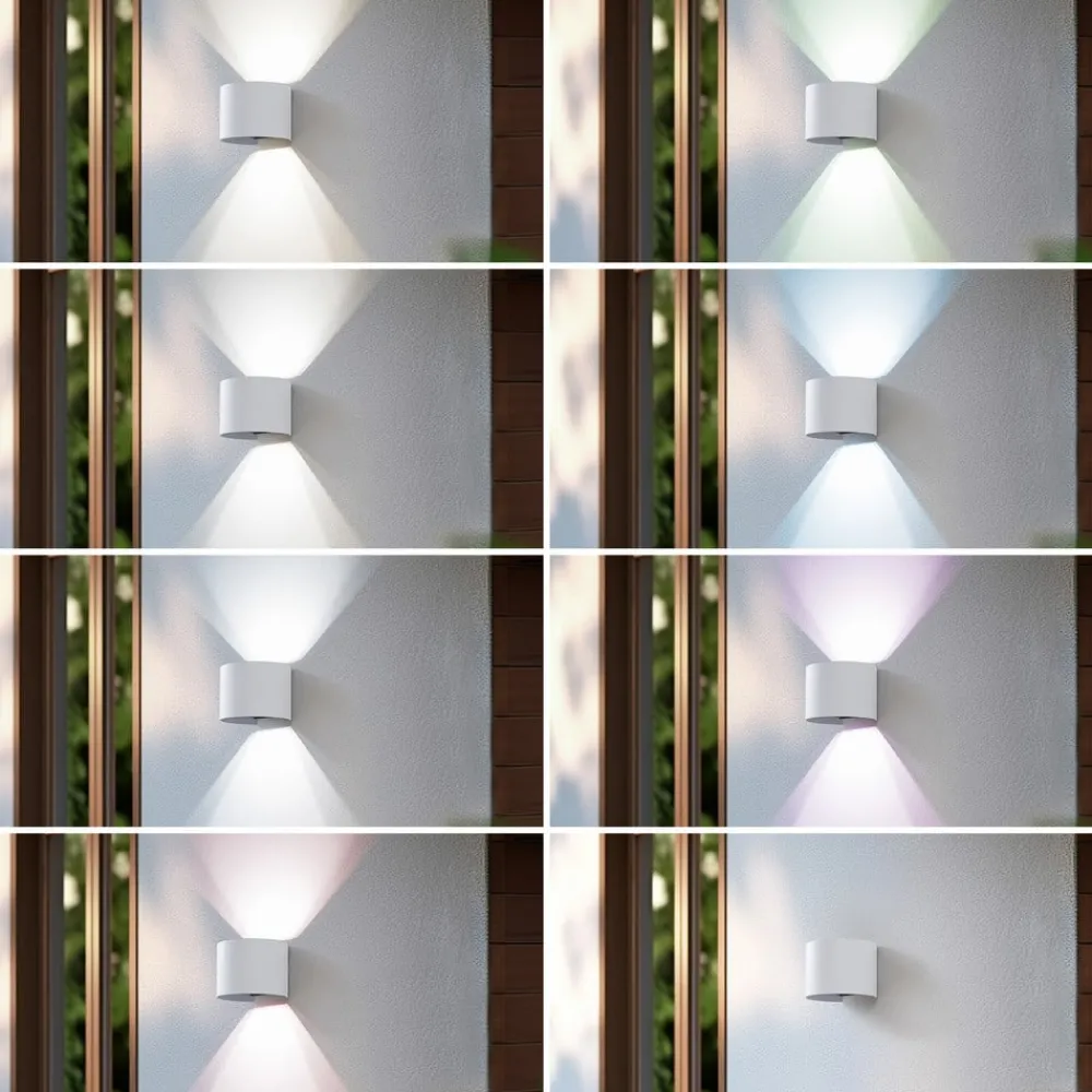 Lindby Terrassebelysning|Væglamper > Smart LED udendørs væglampe Dara hvid rund CCT RGB Tuya