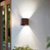 Terrassebelysning|Væglamper ^ Lindby Smart LED udendørs væglampe Dara rust rund CCT RGB Tuya