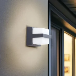 Lindby Terrassebelysning|Væglamper > Smart LED udendørs væglampe Fyra kantet CCT RGB Tuya