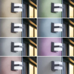 Lindby Terrassebelysning|Væglamper > Smart LED udendørs væglampe Fyra kantet CCT RGB Tuya