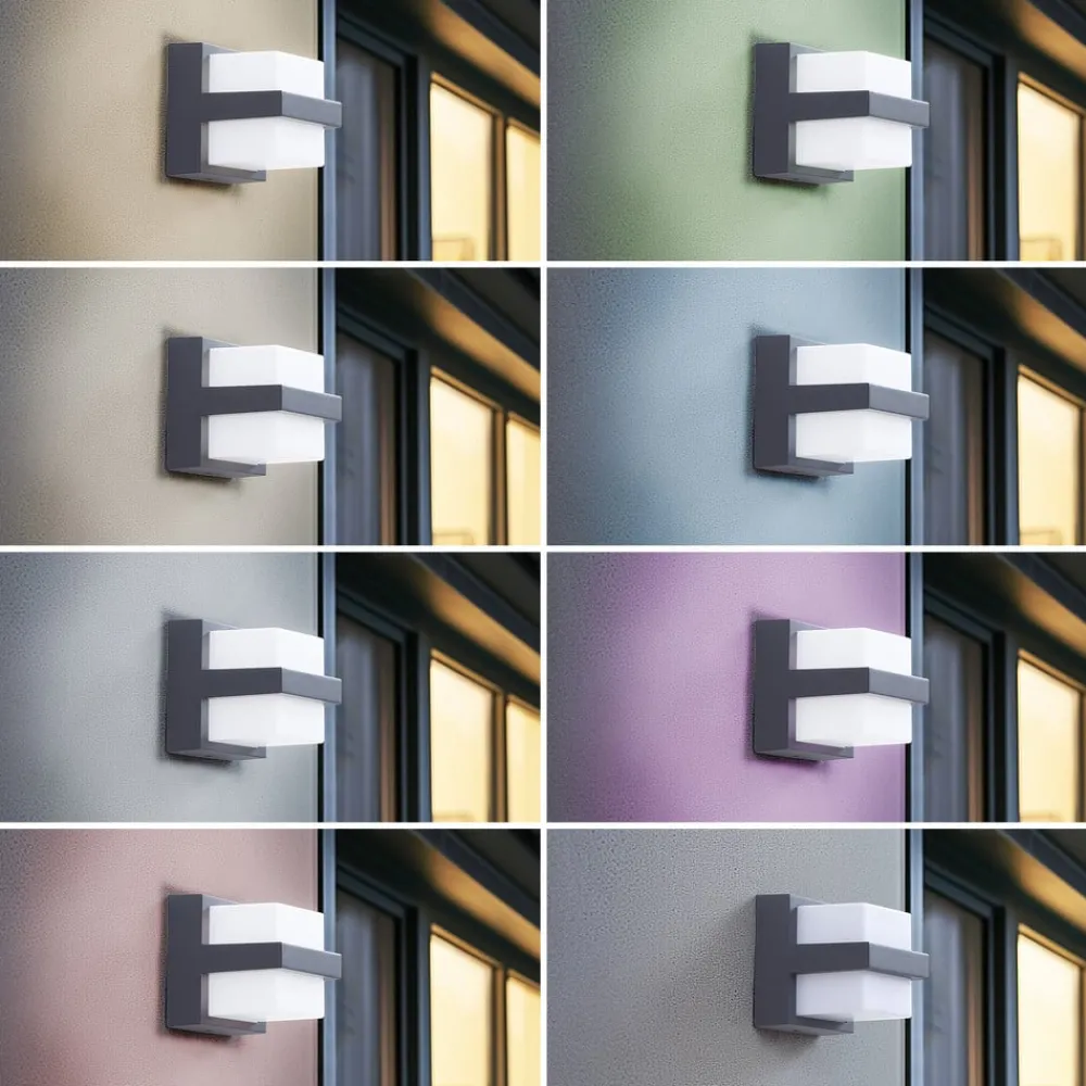 Lindby Terrassebelysning|Væglamper > Smart LED udendørs væglampe Fyra kantet CCT RGB Tuya