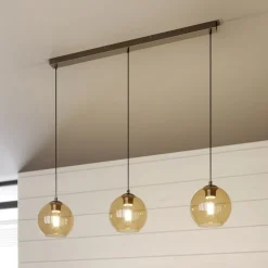 Lindby Pendellamper|Pendellamper > Sofian hængelampe, ravfarvet, glas, 100 cm, 3 lyskilder.