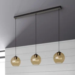Lindby Pendellamper|Pendellamper > Sofian hængelampe, ravfarvet, glas, 100 cm, 3 lyskilder.