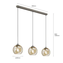 Lindby Pendellamper|Pendellamper > Sofian hængelampe, ravfarvet, glas, 100 cm, 3 lyskilder.