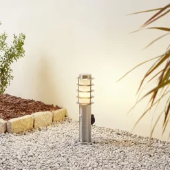 Lindby Sokkellamper Med Sensor|Sokkellamper > sokkellampe Hanja, sensor, stål, Ø 11,7 cm