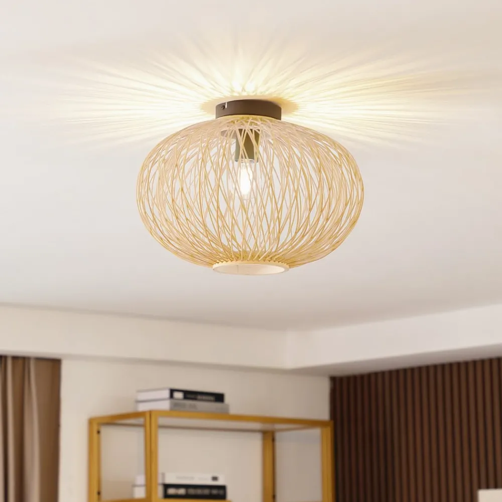 Lindby Loftlamper|Loftlamper > Solvira loftlampe, bambusflet, rund