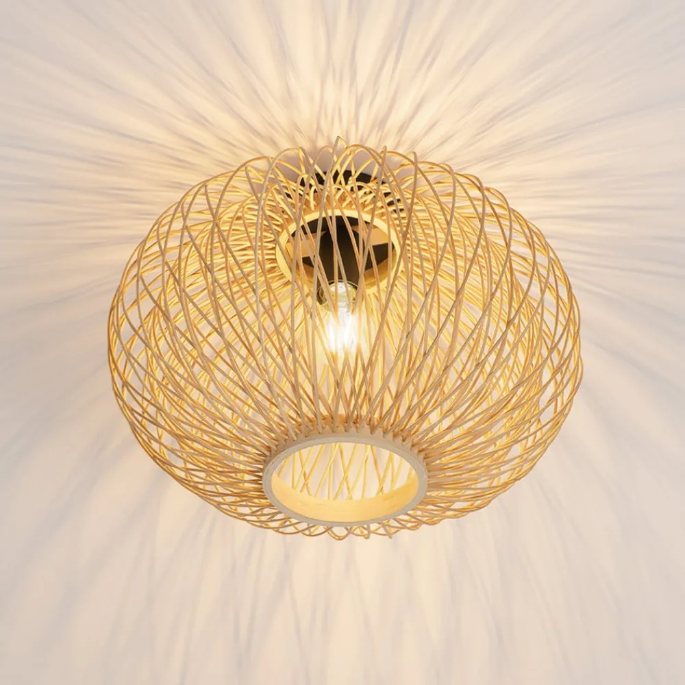 Lindby Loftlamper|Loftlamper > Solvira loftlampe, bambusflet, rund