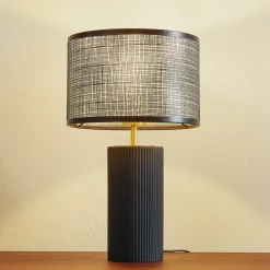 Lindby Bordlamper > Sorscha bordlampe, sort, jern, Ø 26 cm
