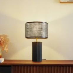 Lindby Bordlamper > Sorscha bordlampe, sort, jern, Ø 26 cm